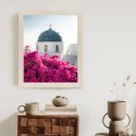 Plakat Wieloczęściowy Typowa Architektura Santorini I Kwitnąca Bugenwilla Rama Drewniana Z Passe-Partout Kolor Naturalny