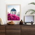 Plakat Wieloczęściowy Typowa Architektura Santorini I Kwitnąca Bugenwilla Rama Drewniana Z Passe-Partout Kolor Naturalny