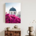 Plakat Wieloczęściowy Typowa Architektura Santorini I Kwitnąca Bugenwilla Rama Drewniana Z Passe-Partout Kolor Naturalny