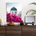 Plakat Wieloczęściowy Typowa Architektura Santorini I Kwitnąca Bugenwilla Rama Drewniana Z Passe-Partout Kolor Naturalny