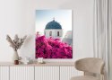 Plakat Wieloczęściowy Typowa Architektura Santorini I Kwitnąca Bugenwilla Rama Drewniana Z Passe-Partout Kolor Naturalny