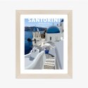 Plakat Wieloczęściowy Typowe Greckie Budynki Z Niebieskimi Dachami Na Santorini Rama Drewniana Z Passe-Partout Kolor Naturalny