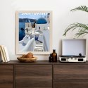 Plakat Wieloczęściowy Typowe Greckie Budynki Z Niebieskimi Dachami Na Santorini Rama Drewniana Z Passe-Partout Kolor Naturalny