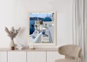 Plakat Wieloczęściowy Typowe Greckie Budynki Z Niebieskimi Dachami Na Santorini Rama Drewniana Z Passe-Partout Kolor Naturalny
