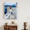 Plakat Wieloczęściowy Typowe Greckie Budynki Z Niebieskimi Dachami Na Santorini Rama Drewniana Z Passe-Partout Kolor Naturalny
