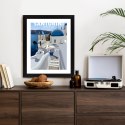 Plakat Wieloczęściowy Typowe Greckie Budynki Z Niebieskimi Dachami Na Santorini Rama Drewniana Z Passe-Partout Kolor Naturalny