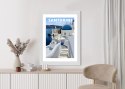 Plakat Wieloczęściowy Typowe Greckie Budynki Z Niebieskimi Dachami Na Santorini Rama Drewniana Z Passe-Partout Kolor Naturalny