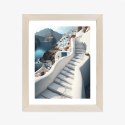 Plakat Wieloczęściowy Urocza Grecka Architektura Na Santorini Rama Drewniana Z Passe-Partout Kolor Naturalny