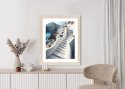 Plakat Wieloczęściowy Urocza Grecka Architektura Na Santorini Rama Drewniana Z Passe-Partout Kolor Naturalny
