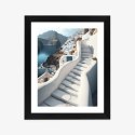 Plakat Wieloczęściowy Urocza Grecka Architektura Na Santorini Rama Drewniana Z Passe-Partout Kolor Naturalny