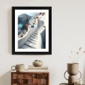 Plakat Wieloczęściowy Urocza Grecka Architektura Na Santorini Rama Drewniana Z Passe-Partout Kolor Naturalny