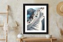 Plakat Wieloczęściowy Urocza Grecka Architektura Na Santorini Rama Drewniana Z Passe-Partout Kolor Naturalny