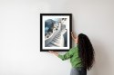 Plakat Wieloczęściowy Urocza Grecka Architektura Na Santorini Rama Drewniana Z Passe-Partout Kolor Naturalny