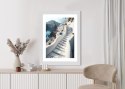 Plakat Wieloczęściowy Urocza Grecka Architektura Na Santorini Rama Drewniana Z Passe-Partout Kolor Naturalny