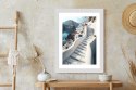 Plakat Wieloczęściowy Urocza Grecka Architektura Na Santorini Rama Drewniana Z Passe-Partout Kolor Naturalny