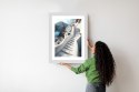 Plakat Wieloczęściowy Urocza Grecka Architektura Na Santorini Rama Drewniana Z Passe-Partout Kolor Naturalny