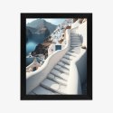 Plakat Wieloczęściowy Urocza Grecka Architektura Na Santorini Rama Drewniana Z Passe-Partout Kolor Naturalny