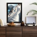 Plakat Wieloczęściowy Urocza Grecka Architektura Na Santorini Rama Drewniana Z Passe-Partout Kolor Naturalny