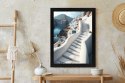 Plakat Wieloczęściowy Urocza Grecka Architektura Na Santorini Rama Drewniana Z Passe-Partout Kolor Naturalny