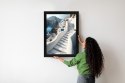 Plakat Wieloczęściowy Urocza Grecka Architektura Na Santorini Rama Drewniana Z Passe-Partout Kolor Naturalny