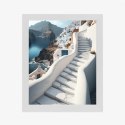 Plakat Wieloczęściowy Urocza Grecka Architektura Na Santorini Rama Drewniana Z Passe-Partout Kolor Naturalny