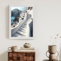 Plakat Wieloczęściowy Urocza Grecka Architektura Na Santorini Rama Drewniana Z Passe-Partout Kolor Naturalny