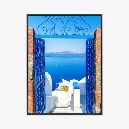 Plakat Wieloczęściowy Widok Na Błękitne Morze Malownicze Santorini Rama Aluminiowa Kolor Czarny