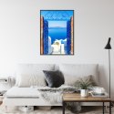 Plakat Wieloczęściowy Widok Na Błękitne Morze Malownicze Santorini Rama Aluminiowa Kolor Czarny