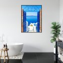 Plakat Wieloczęściowy Widok Na Błękitne Morze Malownicze Santorini Rama Aluminiowa Kolor Czarny