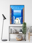 Plakat Wieloczęściowy Widok Na Błękitne Morze Malownicze Santorini Rama Aluminiowa Kolor Czarny