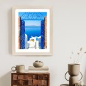 Plakat Wieloczęściowy Widok Na Błękitne Morze Malownicze Santorini Rama Aluminiowa Kolor Czarny