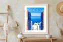 Plakat Wieloczęściowy Widok Na Błękitne Morze Malownicze Santorini Rama Aluminiowa Kolor Czarny