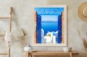 Plakat Wieloczęściowy Widok Na Błękitne Morze Malownicze Santorini Rama Aluminiowa Kolor Czarny