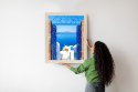 Plakat Wieloczęściowy Widok Na Błękitne Morze Malownicze Santorini Rama Aluminiowa Kolor Czarny