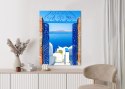 Plakat Wieloczęściowy Widok Na Błękitne Morze Malownicze Santorini Rama Aluminiowa Kolor Czarny