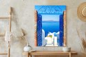 Plakat Wieloczęściowy Widok Na Błękitne Morze Malownicze Santorini Rama Aluminiowa Kolor Czarny