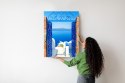 Plakat Wieloczęściowy Widok Na Błękitne Morze Malownicze Santorini Rama Aluminiowa Kolor Czarny
