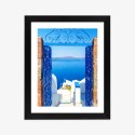 Plakat Wieloczęściowy Widok Na Błękitne Morze Malownicze Santorini Rama Aluminiowa Kolor Czarny