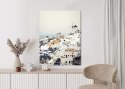 Plakat Wieloczęściowy Widok Na Miasteczko Oia Na Santorini Rama Drewniana Z Passe-Partout Kolor Naturalny
