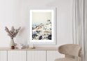 Plakat Wieloczęściowy Widok Na Miasteczko Oia Na Santorini Rama Drewniana Z Passe-Partout Kolor Naturalny