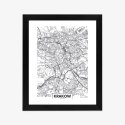 Plakat Wieloczęściowy Ulice Krakowa Mapa Rama Drewniana Z Passe-Partout Kolor Czarny