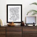 Plakat Wieloczęściowy Ulice Krakowa Mapa Rama Drewniana Z Passe-Partout Kolor Czarny