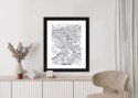 Plakat Wieloczęściowy Ulice Krakowa Mapa Rama Drewniana Z Passe-Partout Kolor Czarny