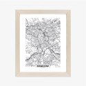 Plakat Wieloczęściowy Ulice Krakowa Mapa Rama Drewniana Z Passe-Partout Kolor Czarny