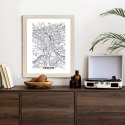 Plakat Wieloczęściowy Ulice Krakowa Mapa Rama Drewniana Z Passe-Partout Kolor Czarny