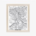 Plakat Wieloczęściowy Ulice Krakowa Mapa Rama Drewniana Z Passe-Partout Kolor Czarny