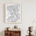 Plakat Wieloczęściowy Ulice Krakowa Mapa Rama Drewniana Z Passe-Partout Kolor Czarny