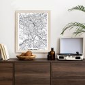 Plakat Wieloczęściowy Ulice Krakowa Mapa Rama Drewniana Z Passe-Partout Kolor Czarny