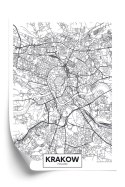 Plakat Wieloczęściowy Ulice Krakowa Mapa Rama Drewniana Z Passe-Partout Kolor Czarny