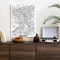 Plakat Wieloczęściowy Ulice Krakowa Mapa Rama Drewniana Z Passe-Partout Kolor Czarny